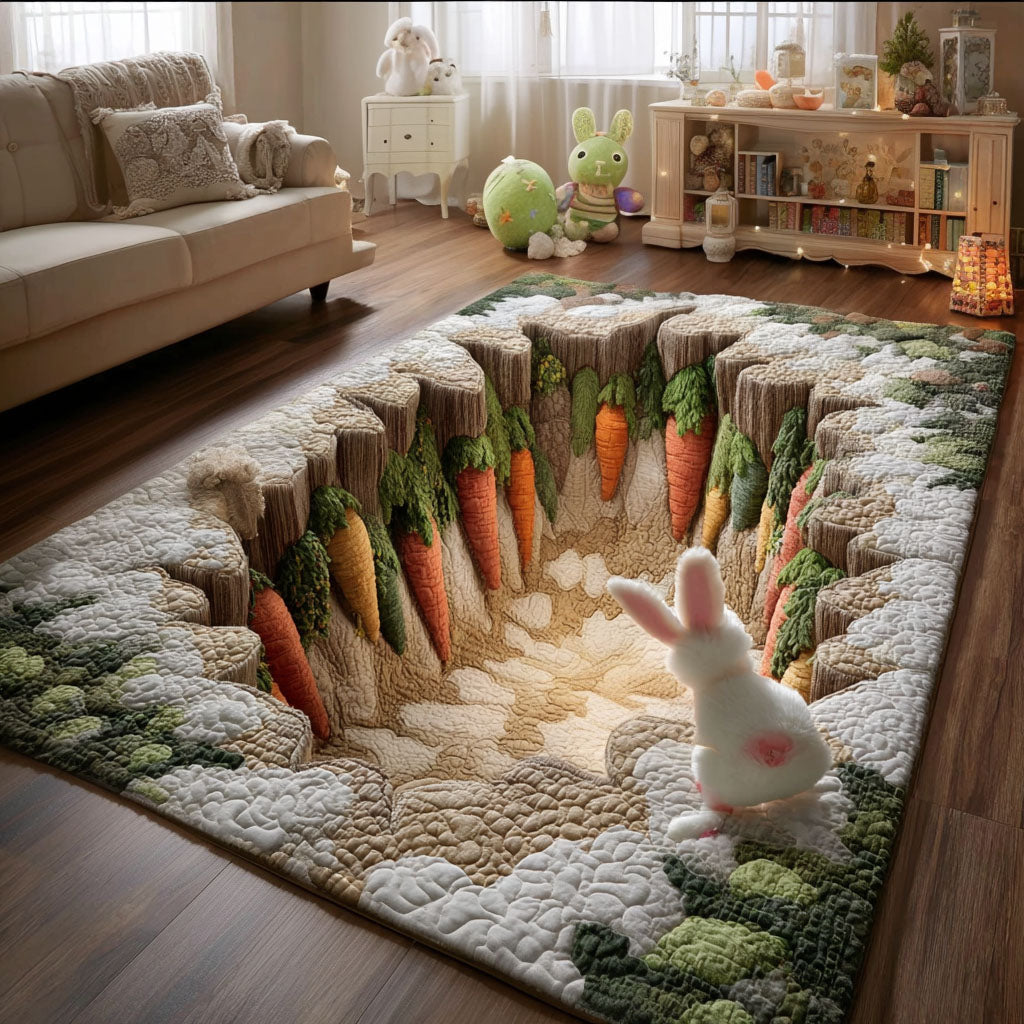 Bunny Adventure Garden area rug in a living room