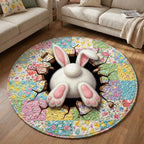 Bunny Circle Round Mat Rug - washable non-slip printed rug