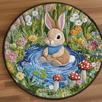 Bunny Dreams Round Mat Rug - washable non-slip printed rug