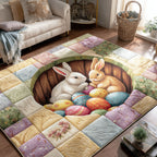 Bunny Egg Garden area rug in a living room