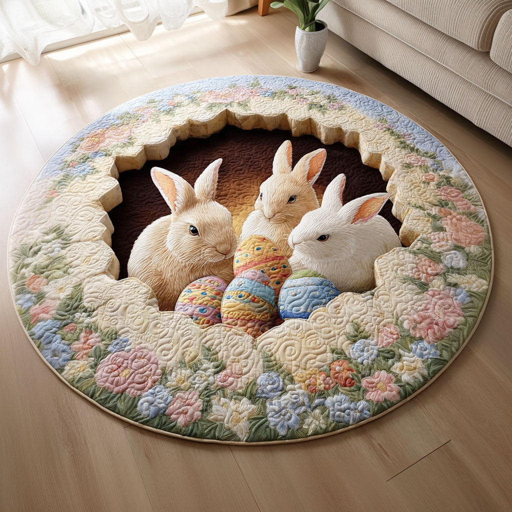 Bunny Egg Meadow Round Mat Rug