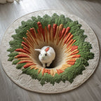 Bunny Giggle Garden Round Mat Rug - washable non-slip printed rug