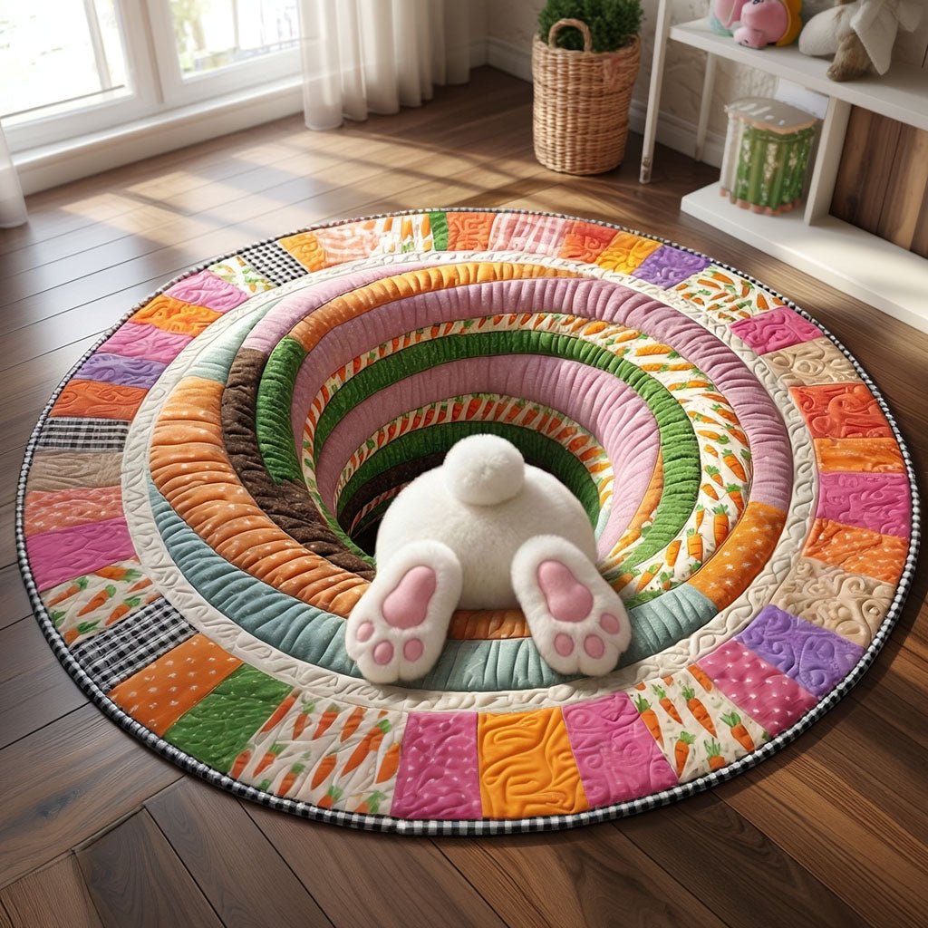 Bunny Hop Fantasy Round Mat Rug - washable non-slip printed rug