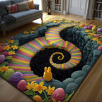 Bunny Hop Mosaic area rug in a living room