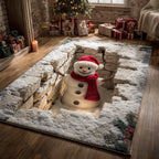 Buried Snowman area rug in a living room