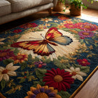 Butterfly Bloom area rug in a living room
