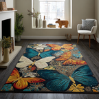 Butterfly Charm area rug in a living room