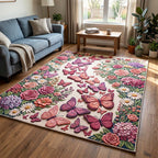 Butterfly Garden area rug in a living room