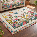 Butterfly Garden Dream area rug in a living room