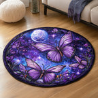 Butterfly Kisses Round Mat Rug - washable non-slip printed rug