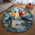 Butterfly Parrots Round Mat Rug - washable non-slip printed rug