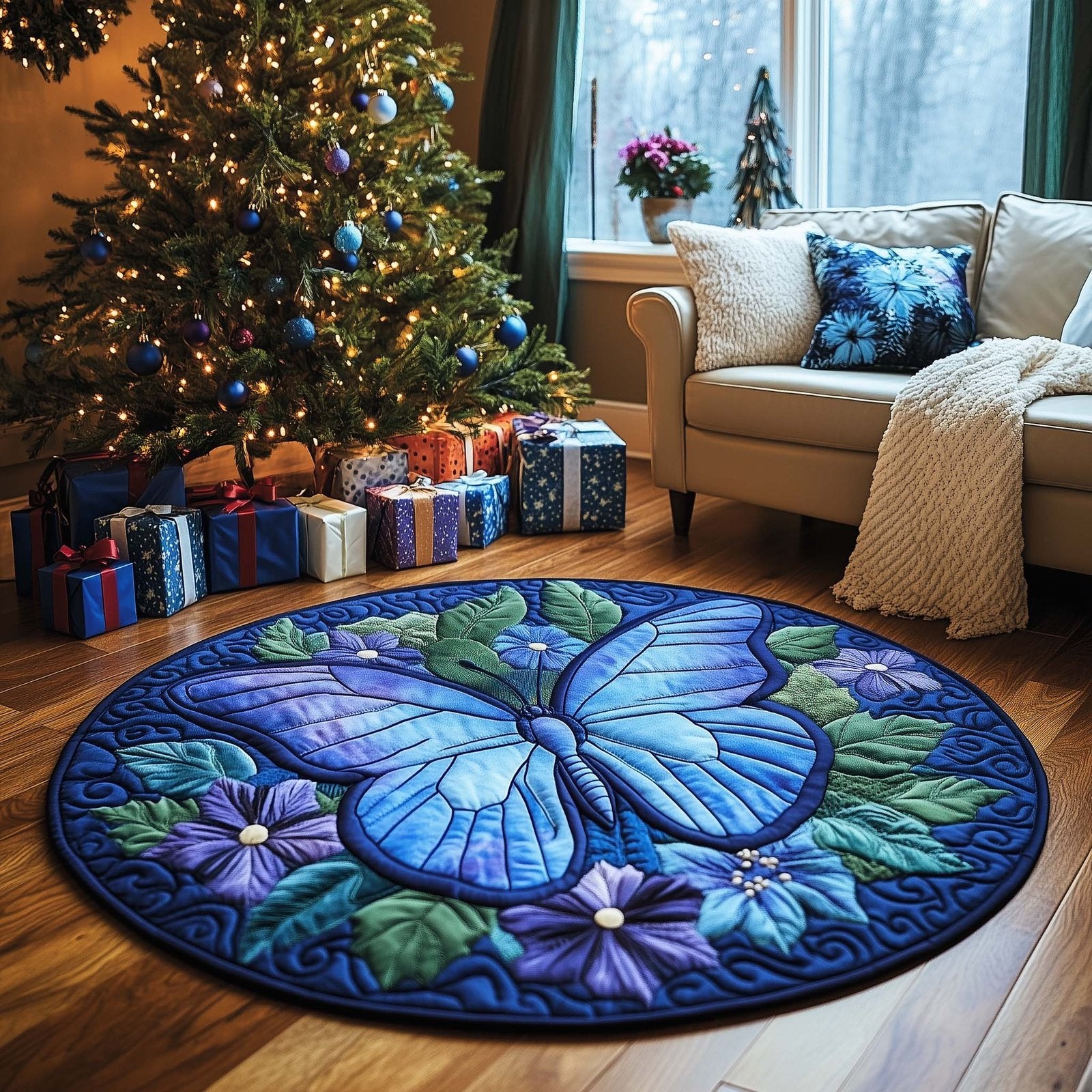 Butterfly Round Mat Rug - Nature Design | Serene Home Decor