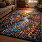Butterfly Serenity area rug in a living room