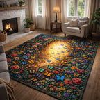 Butterfly Serenity area rug in a living room