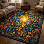 Butterfly Serenity area rug in a living room