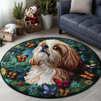Butterfly Serenity Round Mat Rug - washable non-slip printed rug