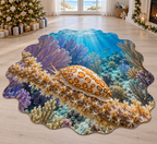 Flamingo Tongue Snail with deep layered sea fan reef scenery printed on a complete flat rug