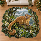 Kinkajou with deep rainforest canopy scenery printed on a complete flat rug