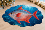 Opah Moonfish with deep layered deep ocean scenery printed on a complete flat rug
