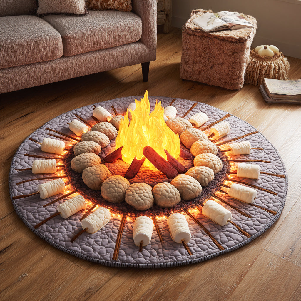 Cabin Flame Rest Round Mat Rug