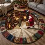 Cabin Light Glow Round Mat Rug - washable non-slip printed rug