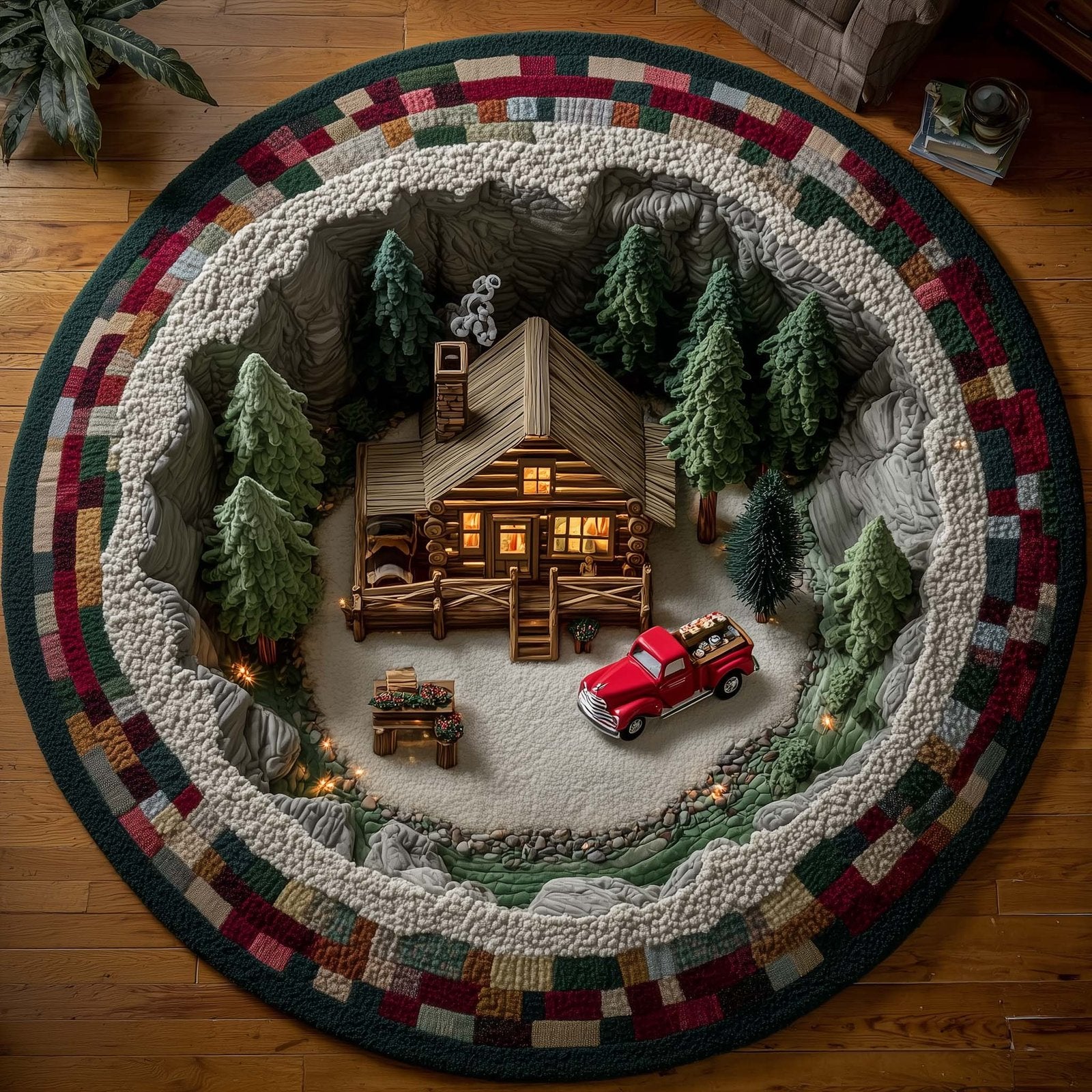 Cabin Retreat Round Mat Rug - Nature Design | Serene Home Decor