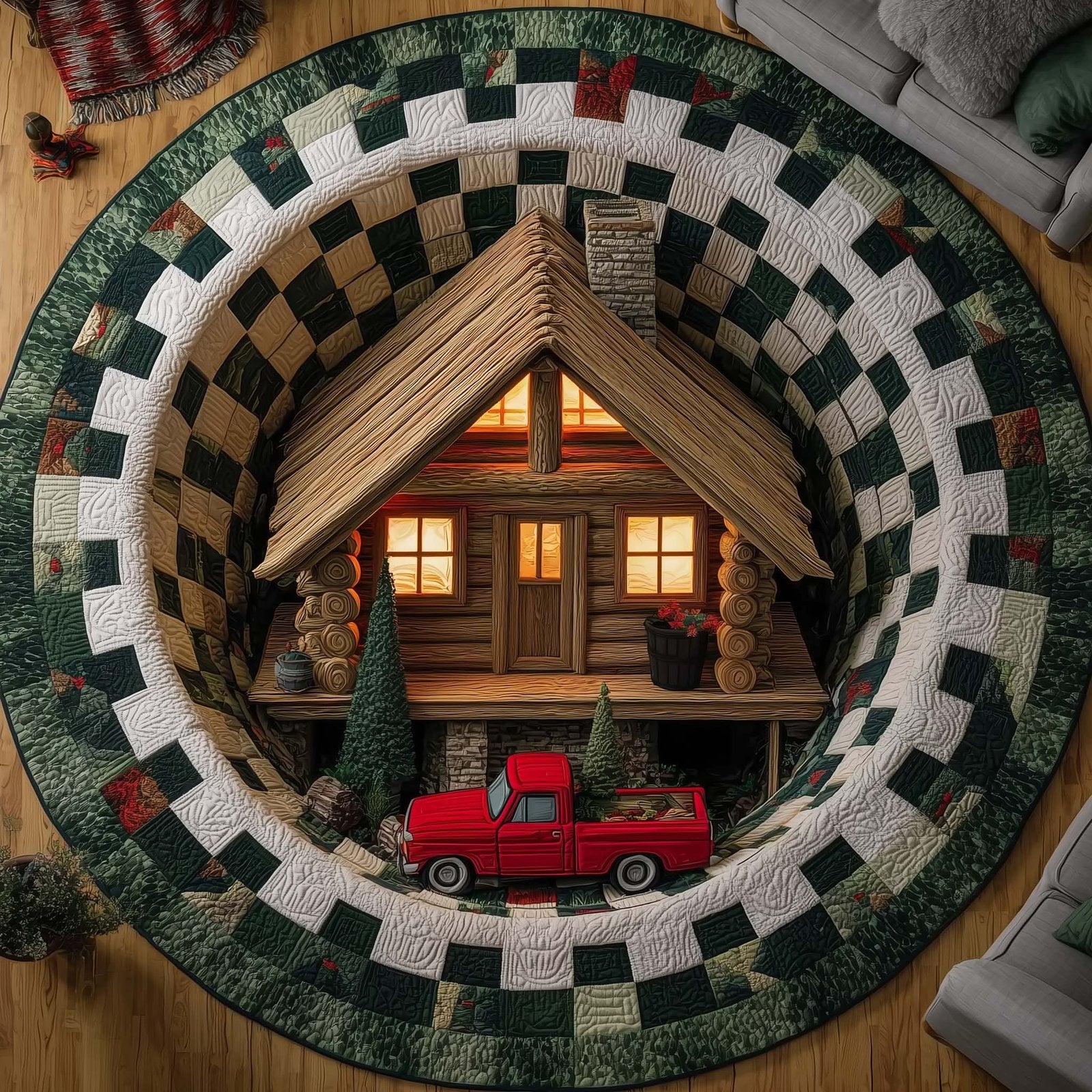 Cabin Retreat Round Mat Rug - Nature Design | Serene Home Decor