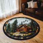 Cabin Retreat Round Mat Rug - Nature Design | Serene Home Decor