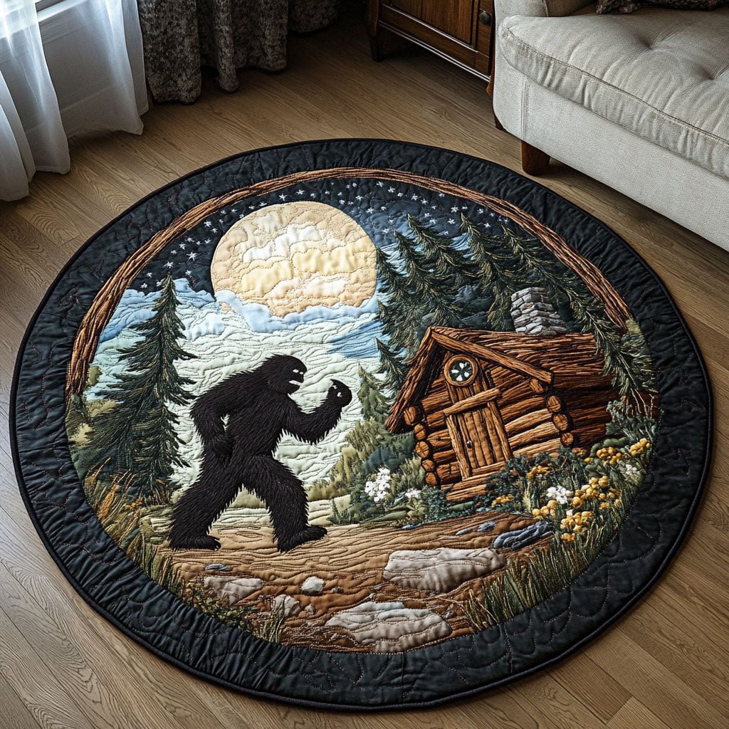Cabin Visitor Round Mat Rug - washable non-slip printed rug
