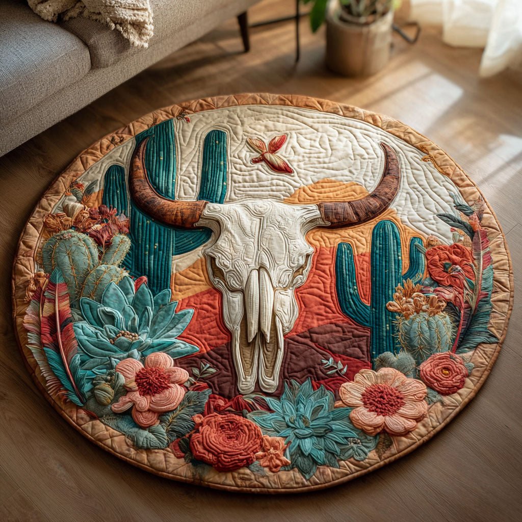 Cactus Bloom Round Mat Rug - Nature Design | Serene Home Decor
