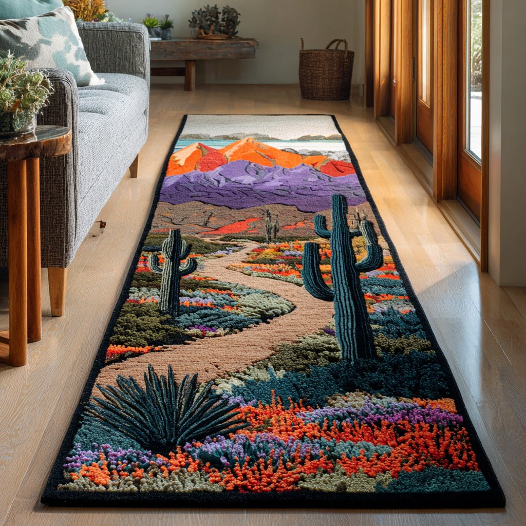 Cactus Bloom Trail Runner Carpet Runner Rug - Cute Pet Design | Animal Printed Runner Rug