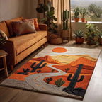 Cactus Charm area rug in a living room