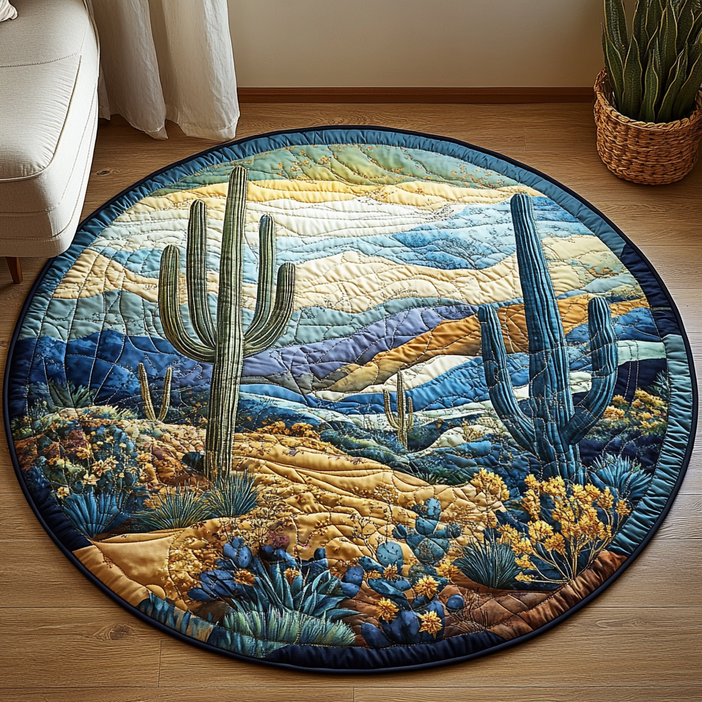 Cactus Charm Round Mat Rug