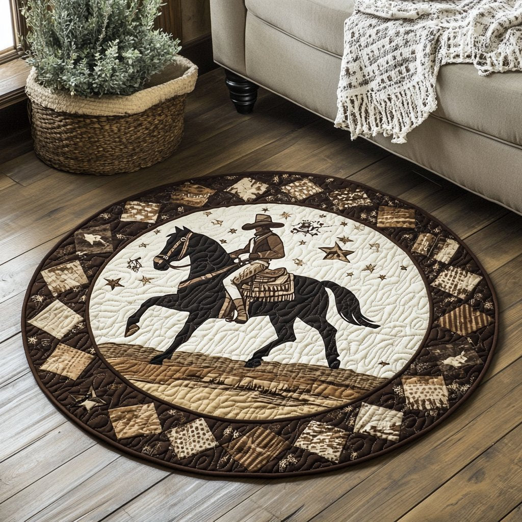 Cactus Circle Round Mat Rug - washable non-slip printed rug