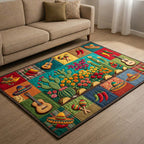Cactus Garden area rug in a living room