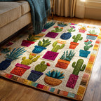 Cactus Glow area rug in a living room