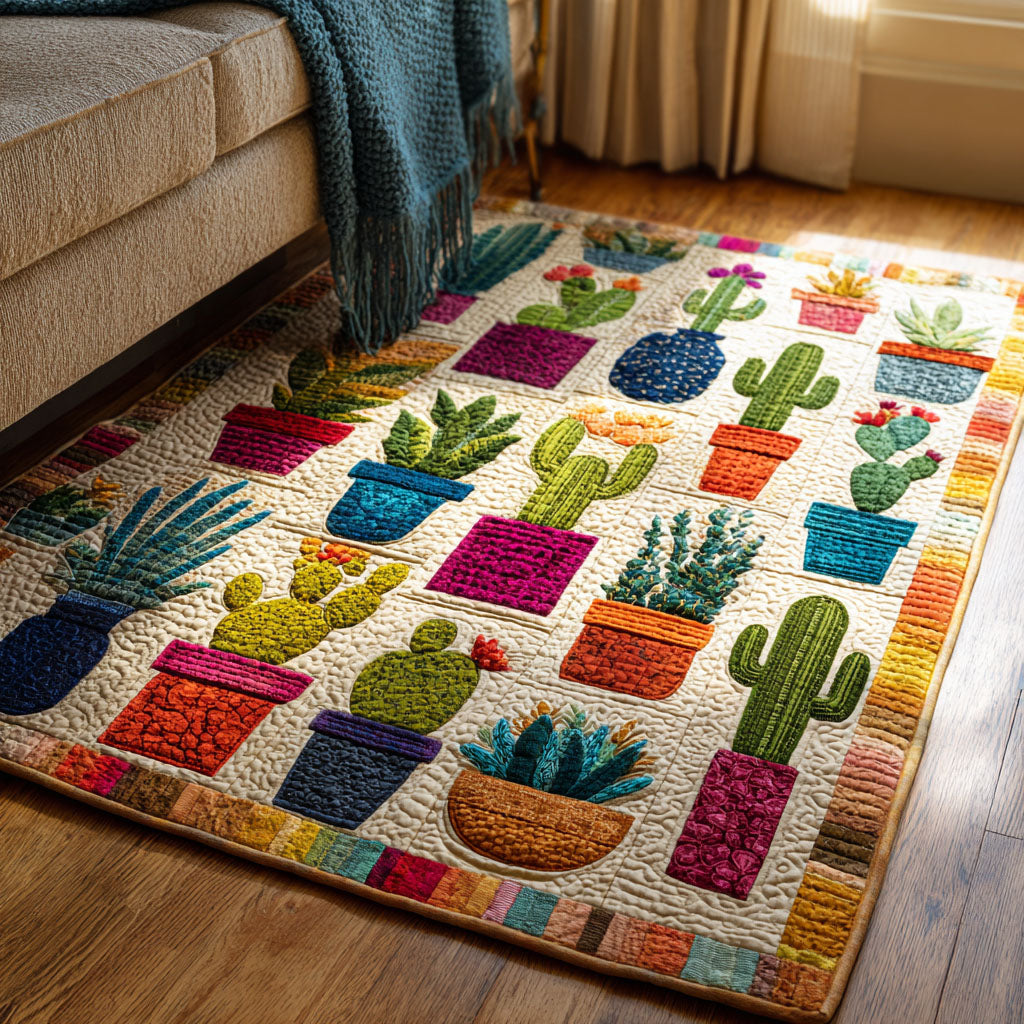 Cactus Glow area rug in a living room