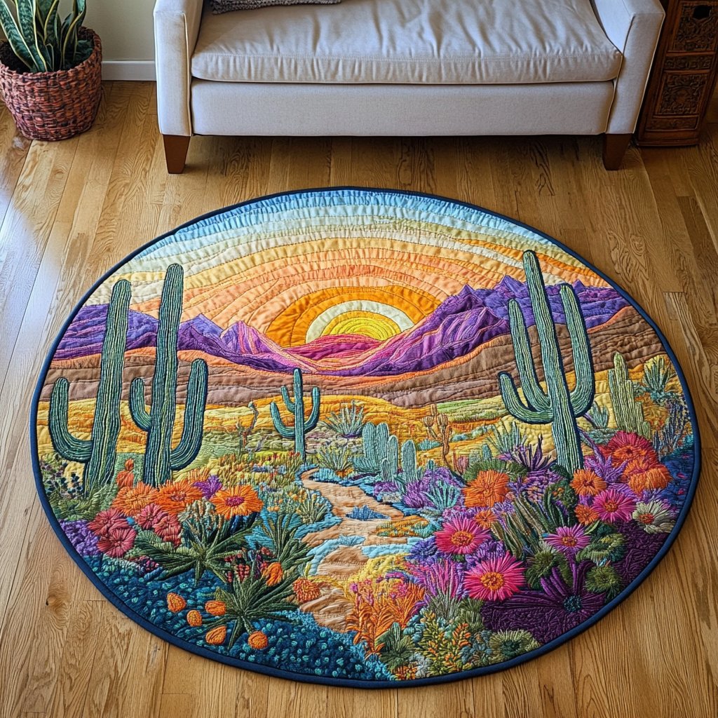 Cactus Grove Round Mat Rug - Nature Design | Serene Home Decor