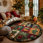 Cactus Patch Round Mat Rug - washable non-slip printed rug