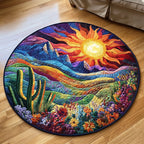 Cactus Sunset Round Mat Rug - Nature Design | Serene Home Decor