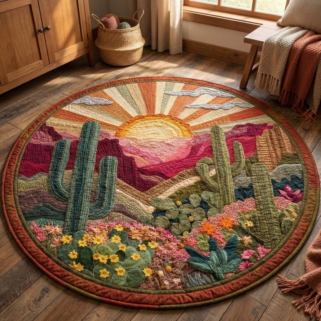 Cactus Valley Round Mat Rug - Nature Design | Serene Home Decor