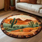 Cactus Valley Round Mat Rug - washable non-slip printed rug