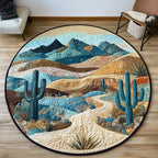 Cactus Vista Round Mat Rug - washable non-slip printed rug