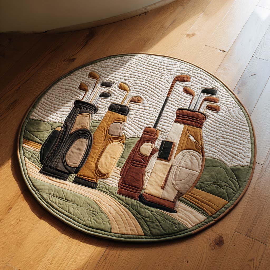Caddie Golf Gear Round Mat Rug - washable non-slip printed rug
