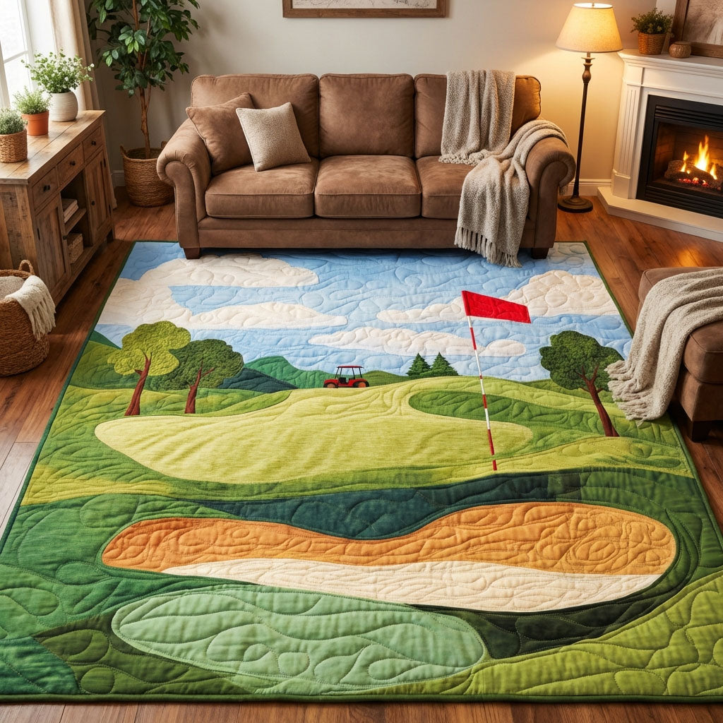 Caddy Path area rug in a living room