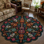 Calavera Serenade Custom Shape Area Rug - Nature Design | Die-Cut Non-Slip Rug - washable non-slip printed rug