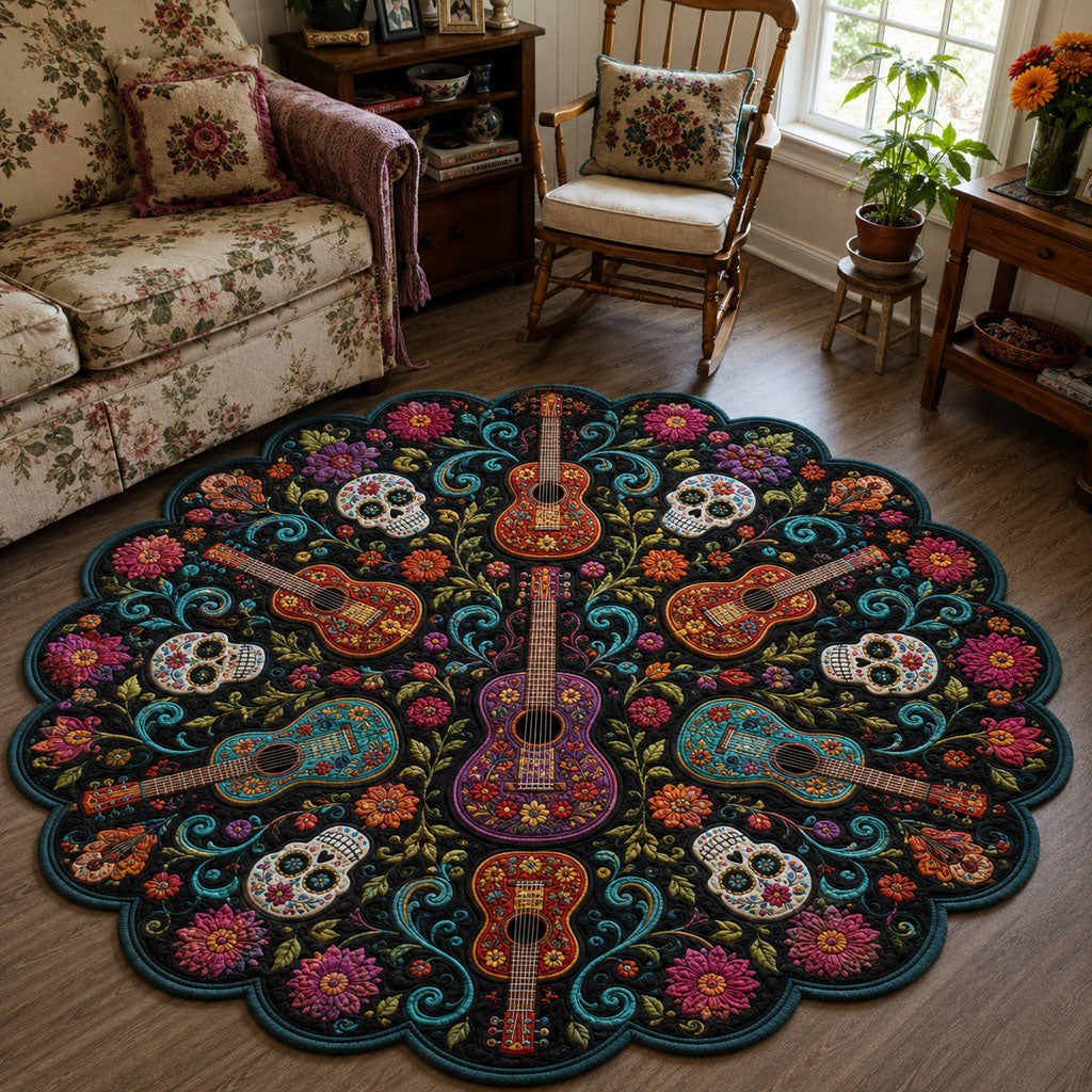 Calavera Serenade Custom Shape Area Rug - Nature Design | Die-Cut Non-Slip Rug - washable non-slip printed rug