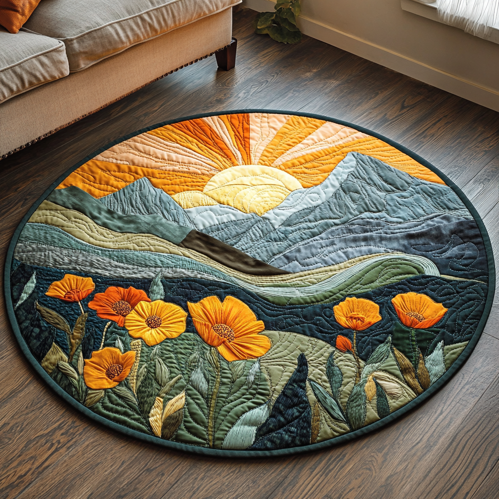 California Poppy Hill Round Mat Rug NCU0DV5190