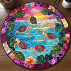 Calm Coastline Round Mat Rug - washable non-slip printed rug