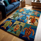 Calm Turtle area rug in a living room